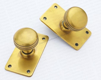 Antique Unlacquered Brass Ridge Door Knob Dummy