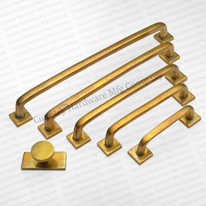 Unlacquered Antique Brass Square Handles