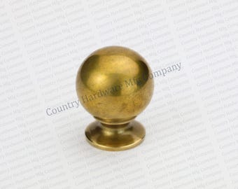 Unlacquered Antique Brass Ball Knob