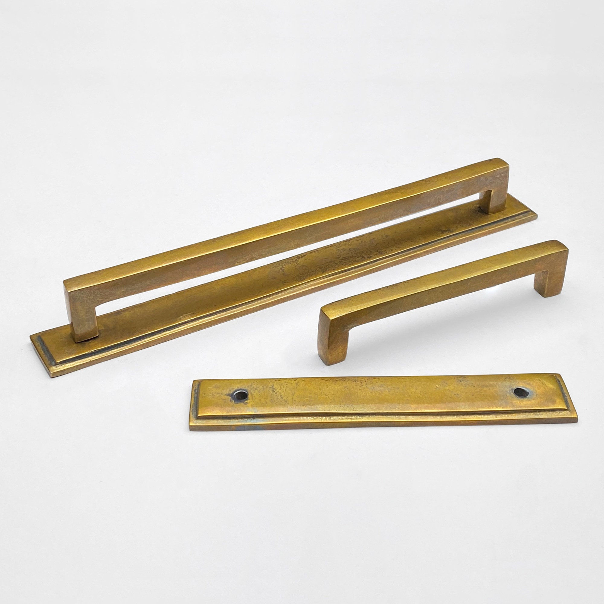 Block Handle Unlacquered Antique Brass Block Handles - Etsy