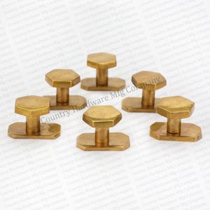 Antique Unlacquered Brass Hexagonal Knob with Backplate
