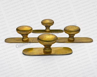 Antique Oval Knob with Backplate Solid Brass Unlacquered Hardware Vintage Knobs and Pulls Antique Brass Handle Unique Knobs