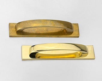 Unlacquered Antique Brass Backplate Handles