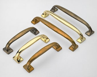 Unlacquered Antique Brass Wedge Handles