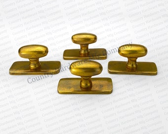 Antique Ellipse Knob with Backplate Unlacquered Brass Pulls