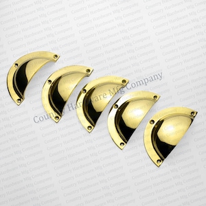 Brass Classic Cup Handle Unlacquered Brass Bin Cup Pulls Dresser Handle Drawer Cabinet Pull Solid Brass Hardware