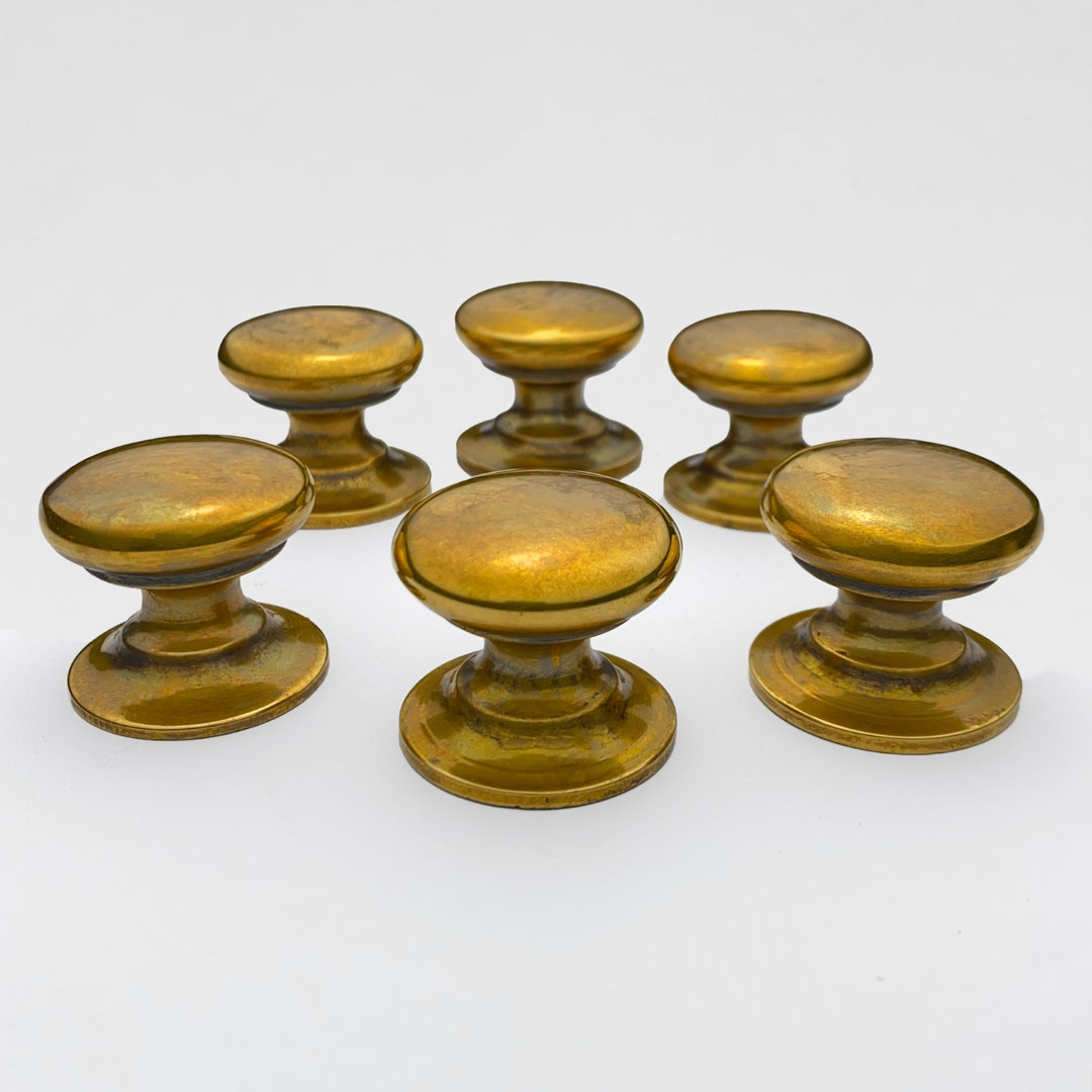 Antique Brass Knobs Solid Unlacquered Brass Hardware Vintage Knobs and Pulls Dresser