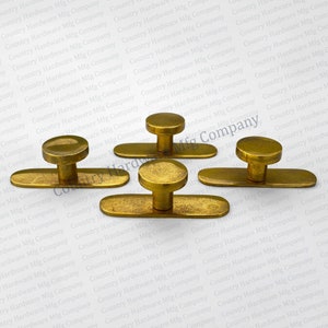 Antique Unlacquered Flat Cabinet Knob with Short Backplate