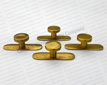 Antique Unlacquered Flat Cabinet Knob with Short Backplate