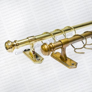 Edwardian Curtain Rod Unlacquered Antique Brass