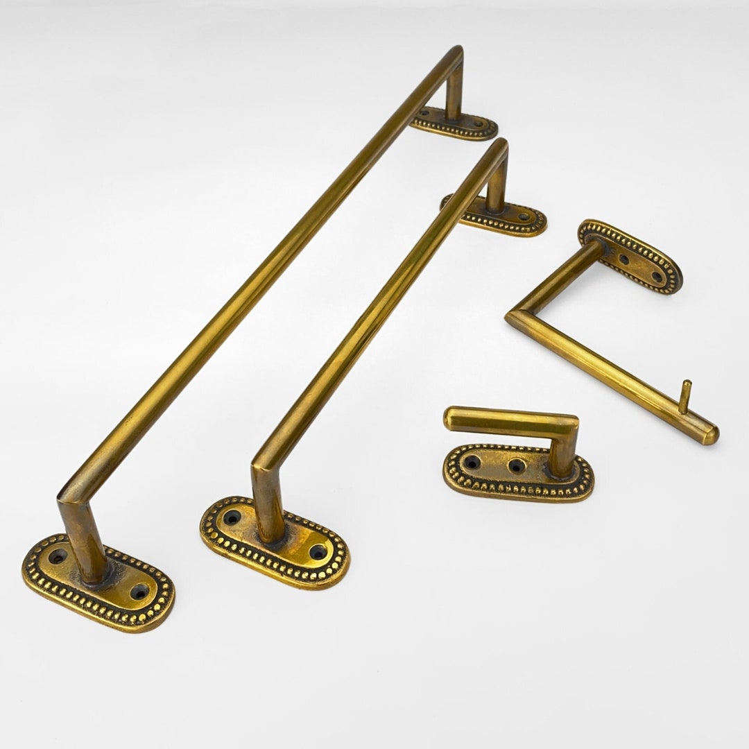 Antique Unlacquered Brass Bath Hardware Etsy