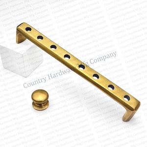 Unlacquered Antique Brass Grooves Handle Luxury Solid Brass Pulls