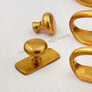 Antique Unlacquered Brass Ellipse Handles Knob + Backplate