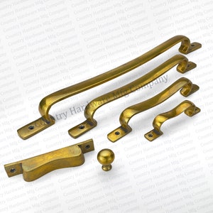 Antique Unlacquered Brass Ribbon Handles