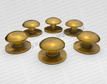 Round Unlacquered Brass Cabinet Knob with Backplate