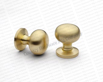 Unlacquered Brass Classic Round Drawer Knobs - Satin Unlacquered Brass