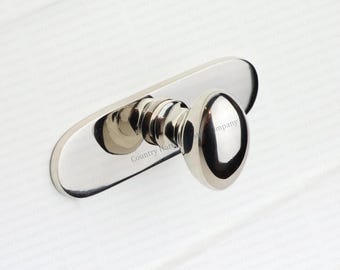 Polished Nickel Brass Oval Knob with Backplate