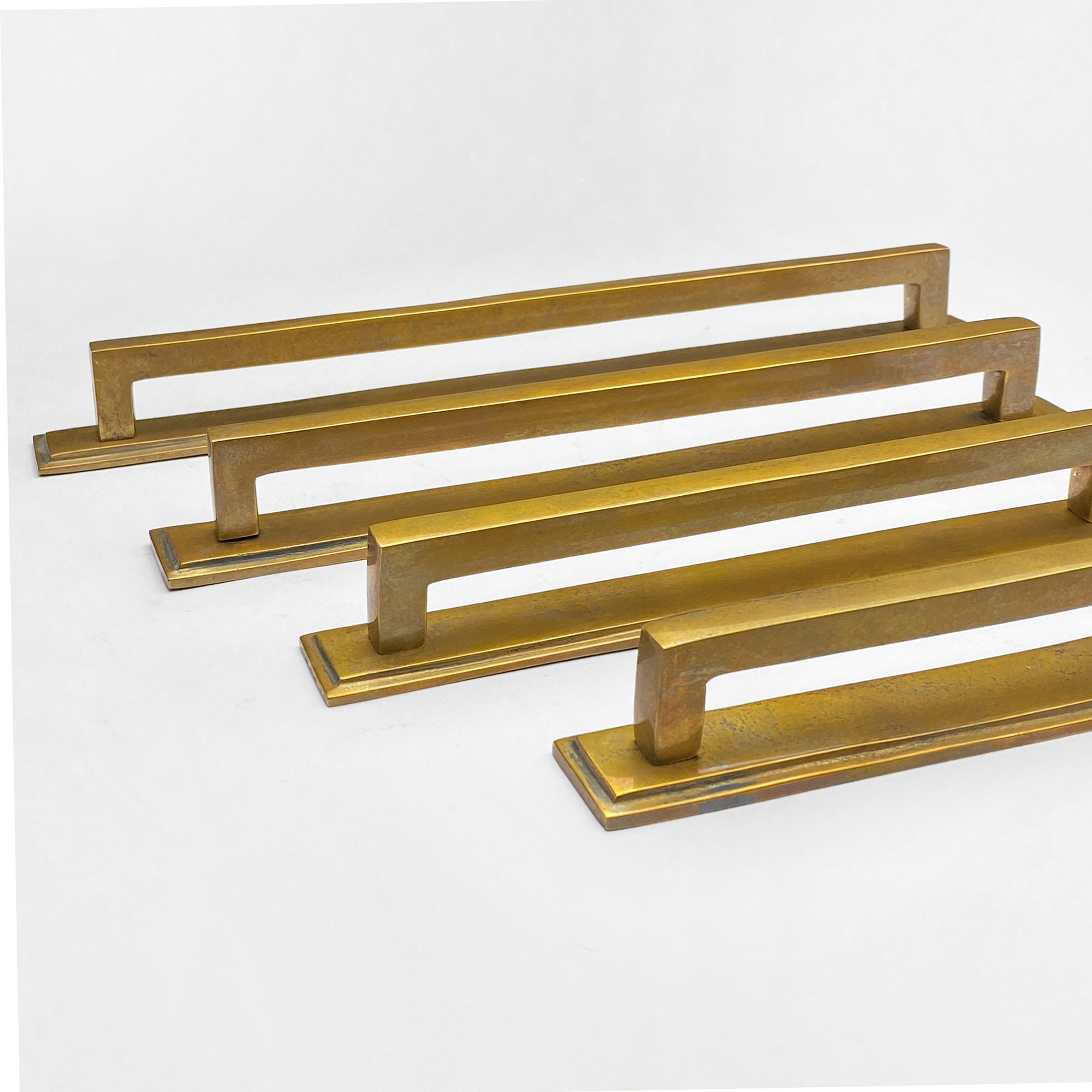 Block Handle Unlacquered Antique Brass Block Handles - Etsy