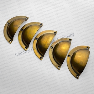 Antique Classic Cup Handle Solid Brass Vintage Bin Pulls Unlacquered Brass Hardware Dresser Cup Pulls and Handles Cupboard Pulls