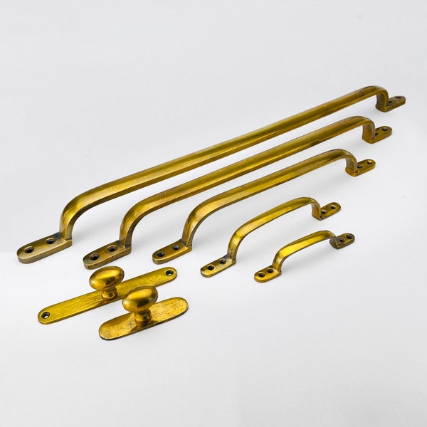 Antique Unlacquered Brass Sleek Handles