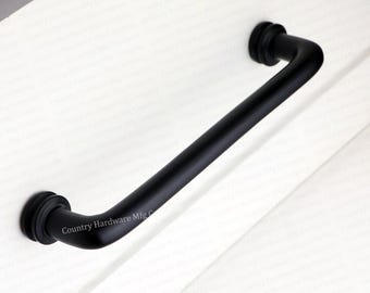 Solid Brass Button Pulls - Black