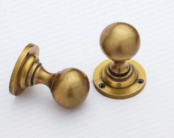 Antique Unlacquered Brass Globe Door Knob Dummy