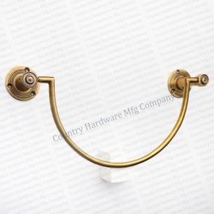 Large Towel Holder Unlacquered Solid Brass Antique