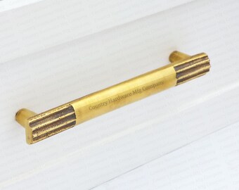 Unlacquered Antique Brass Column Pull