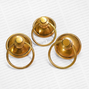 Antique Unlacquered Brass Dome Ring Pull