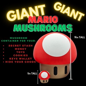 Mega Mario Mushroom Container - 9in Tall