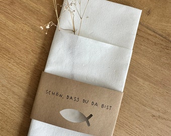 Banderole / Serviettenring / Serviettenband / Kraftpapier / Schön, dass du da bist / Fisch / Taufe / Kommunion / Konfirmation / Tischdeko