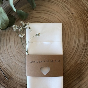 Banderole / Serviettenring / Serviettenband / Kraftpapier / Schön, dass du da bist / Hochzeit / Geburtstag / Taufe / Kommunion / Tischdeko