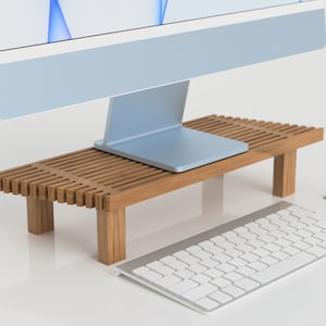 Small Unique Monitor Stand Japanese Style Handmade Wooden Monitor Riser Computer Laptop Shelf For Home And Office Minimalist Interior
