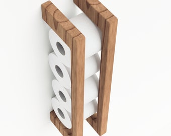 Wall Mount Wood Toilet Paper Holder: Minimalist Bathroom Organizer