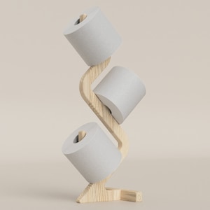 Wooden Floor Stand Toilet Paper Holder: Modern Bathroom Decor