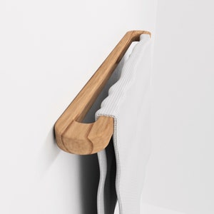 Wooden Towel Holder Wall Mounted Long Hanger Dryer Display Rack Bathroom Natural Solid Wood Handcrafted Functional Design Element