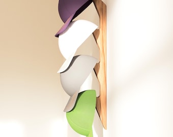 Wall-Mounted Wooden Hat Rack: Minimalist Vertical Organizer