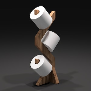 Freestanding Wood Toilet Paper Holder: Rustic Bathroom Decor