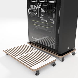 PC-Ständer mit Rollen: Computer Riser aus Birkensperrholz - Geschenk für Gamer