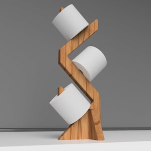 Free Standing Toilet Paper Holder Wooden Shelf Multiple Roll Storage Unique Wood Rack Floor Stand For WC Bathroom image 5