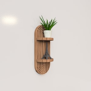 Mid-Century Modern Boho Floating Shelf Handmade Luxury Wood Shelf with Two Shelves Minimalist Plant Stand and Decor Display image 4