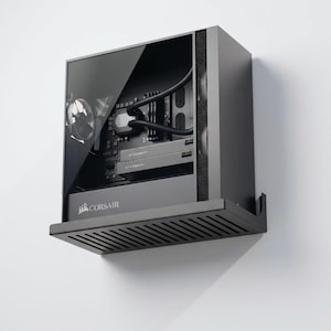 Soporte de pared para PC - Soporte metálico para torre de ordenador - Soporte de pared resistente para CPU - Soporte para PC debajo del escritorio - Estante para chasis de PC para juegos