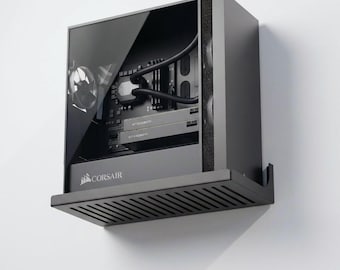 Supporto per PC da parete - Supporto per torre per computer in metallo - Supporto da parete per CPU resistente - Supporto per PC sotto la scrivania - Mensola per case PC da gioco