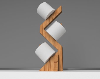 Wooden Toilet Paper Holder: Free Standing Pine Rack