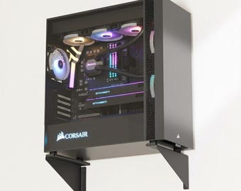Wall Mount PC Stand Metal Computer Case Shelf - Gaming Rig Holder Brackets Pair