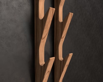 Porte-manteau mural en bois, moderne minimaliste, vertical, organisateur de cintre, pin thermique néo-zélandais foncé massif