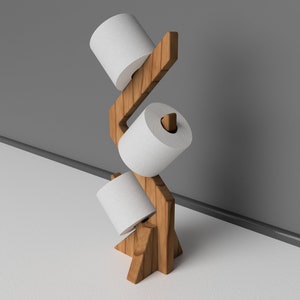 Free Standing Toilet Paper Holder Wooden Shelf Multiple Roll Storage Unique Wood Rack Floor Stand For WC Bathroom image 6