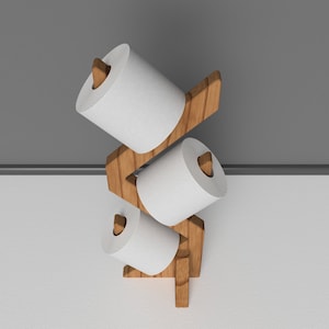 Free Standing Toilet Paper Holder Wooden Shelf Multiple Roll Storage Unique Wood Rack Floor Stand For WC Bathroom image 7