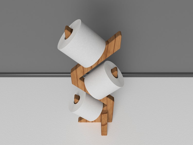 Free Standing Toilet Paper Holder Wooden Shelf Multiple Roll Storage Unique Wood Rack Floor Stand For WC Bathroom image 7