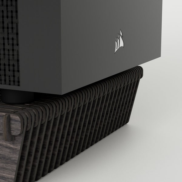 Computer-Ständer Cooling Pad Riser für stationäre PC-Gehäuse und Laptop Moderner minimalistischer skandinavischer Stil aus Stain Baltic Birkensperrholz